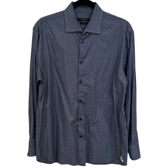 John Varvatos USA Slim Fit Blue Micro Dot Long Sleeve Button up Size M/L - Picture 3 of 14